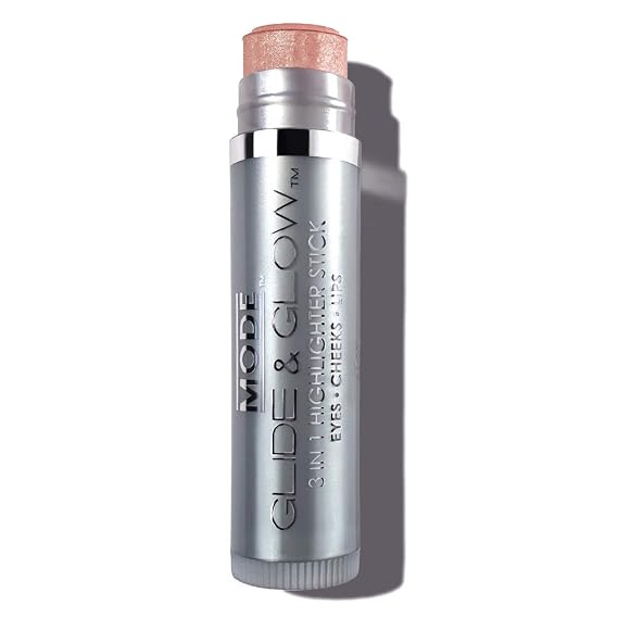 MODE Glide & Glow 3 in 1 Highlighter Creamy Color Makeup Blush Stick, Long Wear Glowing Radiance for Eyes, Cheeks, Lips, Nourishing Natural Skincare, Vegan ANGEL TOUCH Soft Peach Champagne .15 oz