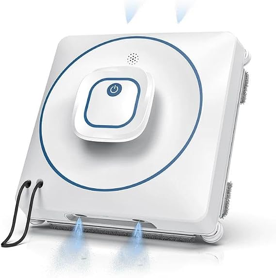 Window Cleaner Robot with 4 Cleaning Modes, 8000Pa Suction Dual Direction Auto-Spray Window Cleaner, Intelligent Path, Edge Detection, Remote Control, 15-Stage Anti-Fall System for Windows