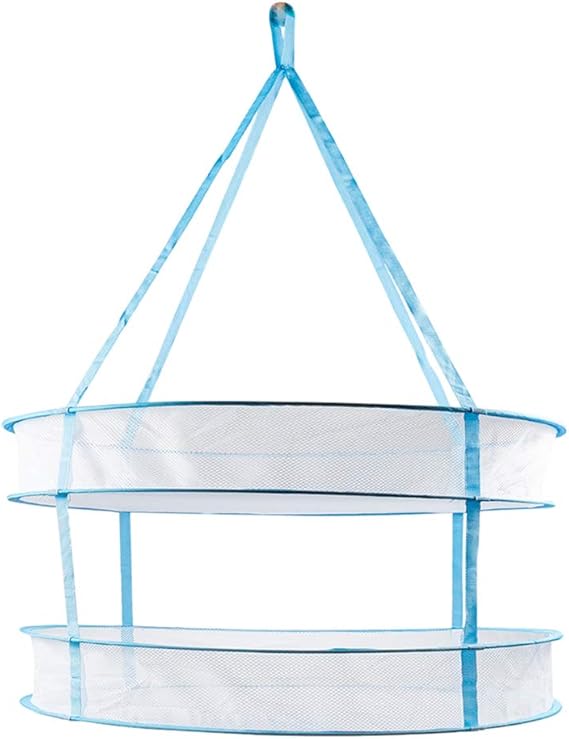 Happy Hydro - Hanging Drying Rack - 2 Tiers for Buds and Herbs - Collapsible w/Carry Bag - 29.5" H x 24" W