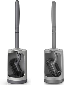 Bristle and Silicone Toilet Brush and Holder Set