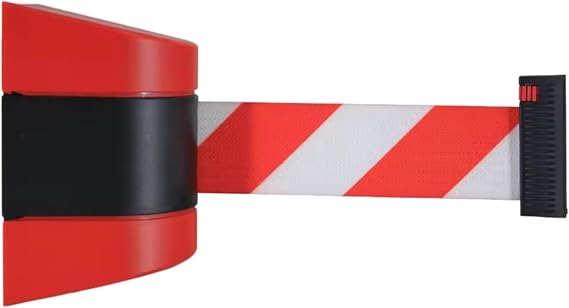 2/3/5m Wall Mounted Retractable Belt Barrier with Striped Caution Belt for Separated Region(2m/6.5ft)