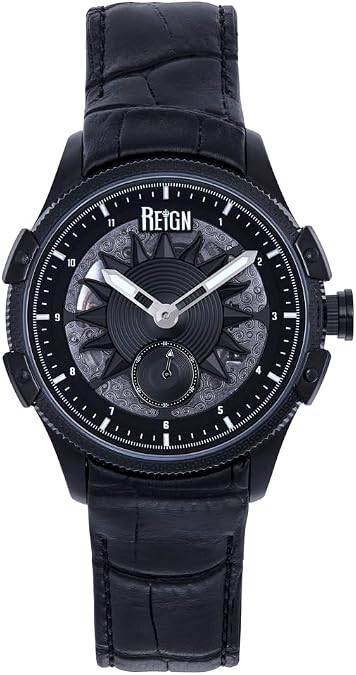 REIGN Solstice Automatic Semi-Skeleton Watch - Black