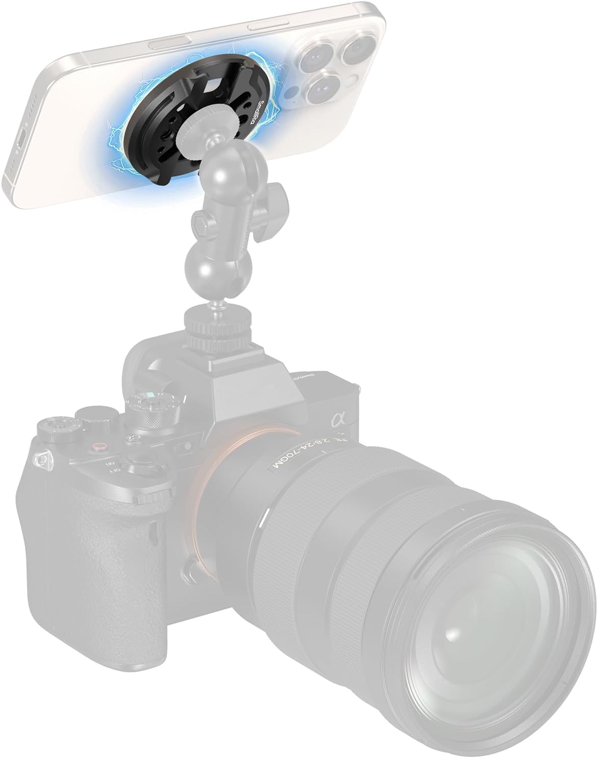 SmallRig Magnetic Phone Mount Plate for iPhone with Cold Shoe Mount and 1/4"-20 Screw Hole for DJI Mic 2 / Ball Head Selfie Stick Vlogging, Live Streaming, Smartphone Photography 5155
