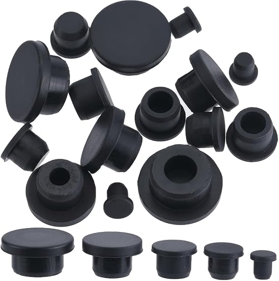 GORGECRAFT 20Pcs 5 Sizes Silicone Hole Plug Black Rubber Round Waterproof Button Tube End Cover Soft Flexible Stopper Plugs Furniture Accessory Fit