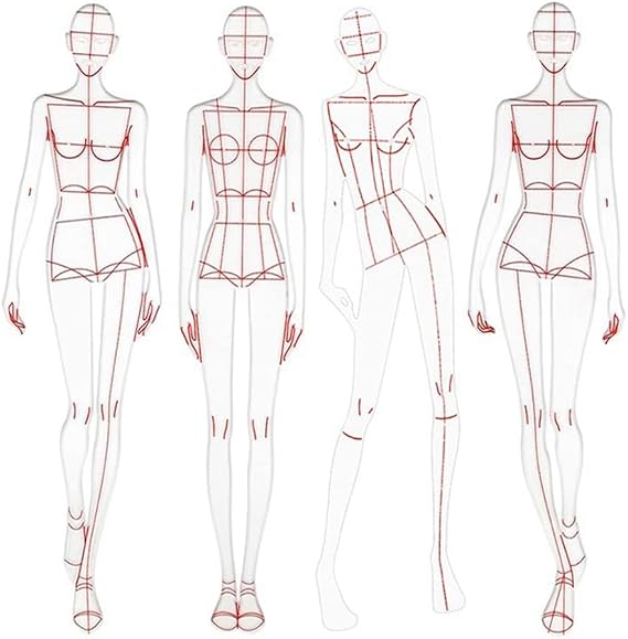 Fashion Illustration Rulers Sketching Templates Ruler Sewing Humanoid Patterns Design Clothing Measuring,Type A