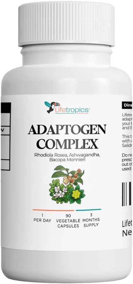 Adaptogen Complex - Ashwagandha KSM-66, Rhodiola Rosea, Bacopa Monnieri - for Balance, Calm, and Daily Resilience - 90 Vegetable Capsules