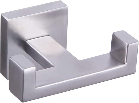 GERZWY Bath Double Towel Hook SUS 304 Stainless Steel Coat/Robe Clothes Hook for Bath Kitchen Modern Hotel Style Wall Mounted Brushed Finish AG1407B-LS