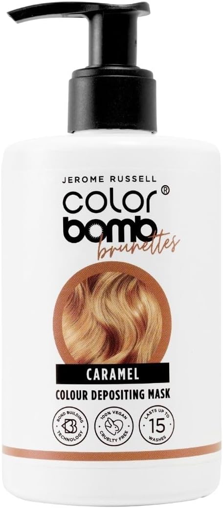 Jerome Russell CARAMEL BLONDE Colour Bomb | Hair Mask | Colour Depositing Hair Mask | Nourishing, Semi-Permanent Colour & Shine Treatment | Vegan & Cruelty-Free | 300ml