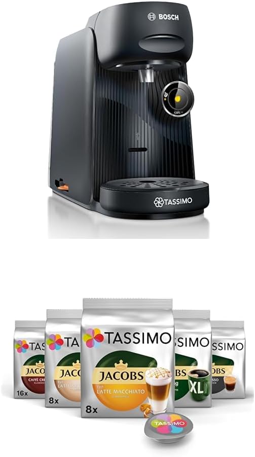 Bosch Tassimo Finesse Friendly TAS162E Capsule Machine with Tassimo Capsules Trial Box Variety Pack 64 Pads