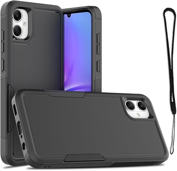 for Samsung Galaxy A05 Case,TPU+PC Dual Layer Shockproof Mobile Case for Galaxy A05 (Black)