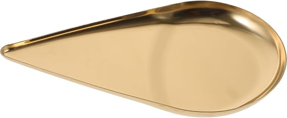 Stainless Steel Jewelry Tray Teardrop Shape Decorative Trinket Dish Gold Jewelry Organizer Plate for Dressing Table Storage and Accessories Display