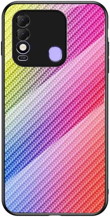 Compatible with Realme C15 4G Case,Anti-Drop 2 in 1 (PC Glass Back Panel+TPU) Phone Case Cover Pink