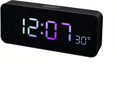 Lancoon Digital LED Alarm Clock with Countdown 3 Levels of Adjustable Volume Plug in Touch Function Temperature Dual Alarm Color Light Snooze for Bedroom Home Black