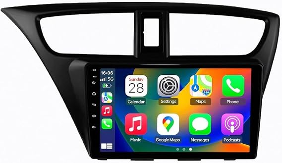 Carplay Android Auto Screen for Honda Civic 9 Hatchback 2012-2017 with Bluetooth, Fm, Aux, Map Navigation, Voice Assistant Siri/Aux/Airplay/Fm/Radio