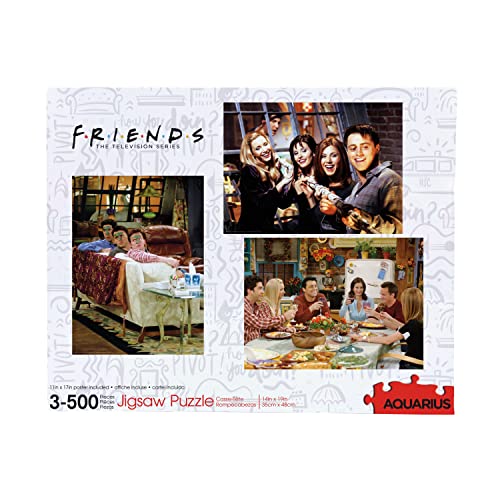 Aquarius Set of 3 Friends Puzzles Three 500 Piece Jigsaw Puzzles - Glare Free - Precision Fit - Officially Licensed Friends Merchandise & Collectibles - 14x19 Inches