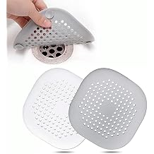 tifanso 2 pcs Silicone Drain Protector with Sucker Sink Strainer Shower Drain Cover Hair Catcher For Shower Drain Strainer Plug Trap Filter for Bathroom (White+Grey)