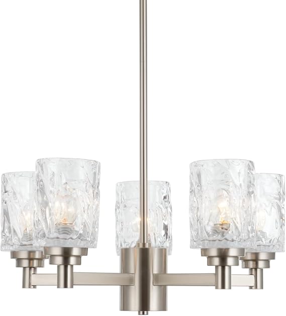 ALICE HOUSE 20" Dining Room Chandeliers, Brushed Nickel Contemporary Farmhouse Lighting Fixture for Kitchen, Bedroom and Bathroom AL4095-H5