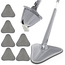 360 Rotatable Adjustable Cleaning Mop,Triangle Shaped Wall Mop,Telescopic,Long Handle Microfiber Dust,Multifunctional Wet and Dry Use,for Wall,Ceiling,Window,Baseboard-180cm-6 Cloth