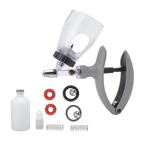 Animal Injector Syringe Gun Continuous Adjustable Livestock Drench Gun Automatic Vaccine Injection Dispenser with Bottle for Drench Cattle Sheep Pig Cattle 2ml
