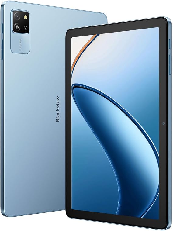 Blackview Android 15 WiFi 6 Tablet, 2025 10 inch 4GB RAM 128GB ROM (1TB TF),1280 * 800 IPS,300 nit,Octe-ocre 60GHz,Google GMS,Widevine L1 Support,5100mAh,BT 5.3,8MP+5MP AI Camera,Blue