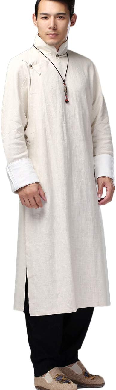 Men's Chinese Traditional Kungfu Tai Chi Cotton Linen Martial Arts Uniforms Long Coat