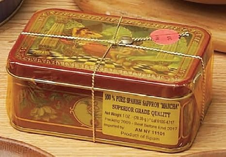 Spanish Saffron Threads, 1 Oz. Tin - Premium Pure Saffron for Gourmet Cooking, Mediterranean Cuisine Essential, Rich Golden-Yellow Hue, Honey-Grassy Flavor Profile