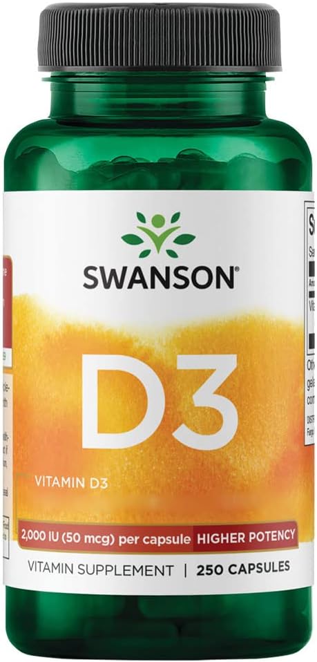Swanson Vitamin D3 250 glutenfreie Kapseln 2000IU Vitamin D3 je Dosis Sojafrei GMO frei Geschmacksneutral