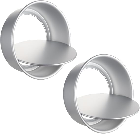 2 Pack Round Cake Tin Set, Deep Aluminum Cake Pan with Removable Bottom, Baking Mould with Loose Base, Baking Pans for Christmas, Birthday, Wedding, Party (8 inch)