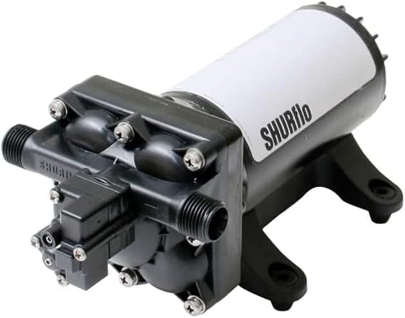 PENTAIR SHURFLO 4048-153-E75 High Flow RV Fresh Water Pump, 4.0 GPM, 55 PSI | 12V Demand Diaphragm Pump, Self-Priming, Run Dry, Thermal Protection, Strainer and Hose Fittings Included