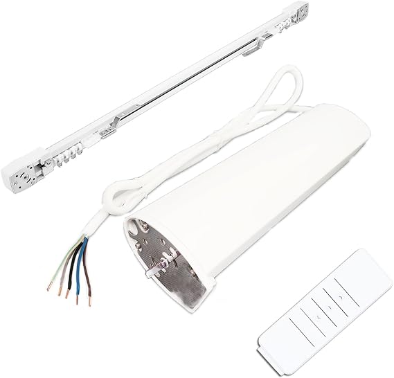 Smart Curtains System, Automatic Curtain Opener with Remote, Control by Alexa Google Home Connector APP WiFi Motorized Curtain Motor Track, Electric Curtain Opener for Bedroom (1m(39.37inch)), White