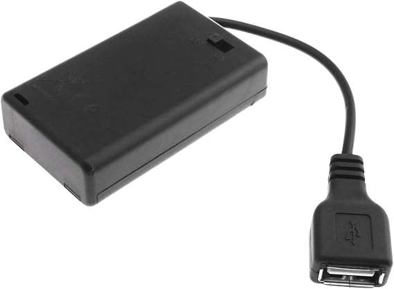DGZZI Battery Case USB Female Socket 3 AAA Battery Case Box Holder with ON-Off Switch Black