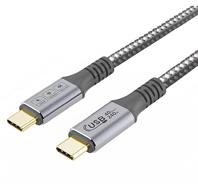 USB4 Thunderbolt 4 Cable 40Gbps 8K Video and 240W Charging Full-Featured USB C Cable Compatible with Thunderbolt 3 for MacBook Pro iPad Galaxy S22 Mac mini M1 External SSD eGpu 1.5m