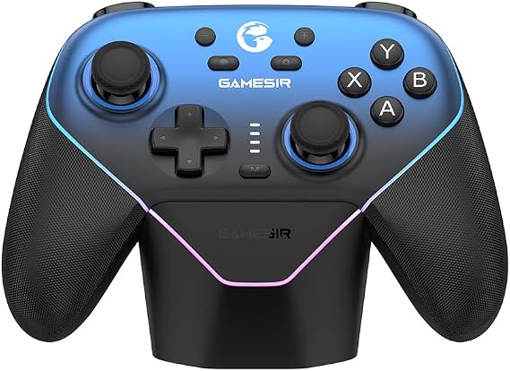GameSir Super Nova Wireless Gaming Controller for PC/Switch/iOS/Android, Hall Effect Stick & Trigger, Rubberized Grips, RGB Lighting, Swappable ABXY, Detachable Faceplate, 1000mAh with Charging Dock