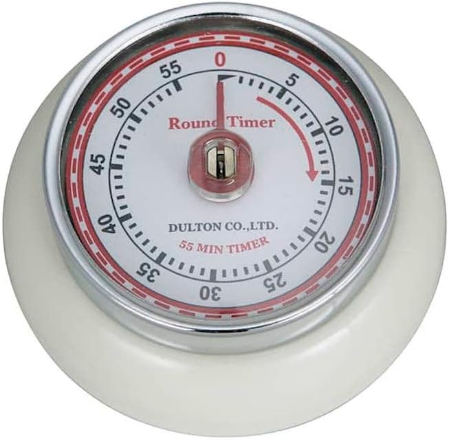 Dulton Kitchen Timer with Magnet Ivory Steel Analog Retro Diameter 70mm Depth 30mm 100-189IV