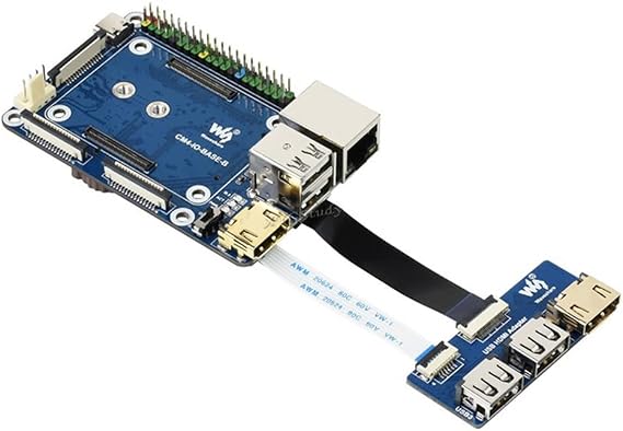 CM4-IO-BASE-B + USB HDMI Adapter for Raspberry Pi Compute Module 4 with FFC USB Cable @XYGStudy (CM4-IO-BASE-Acce B)