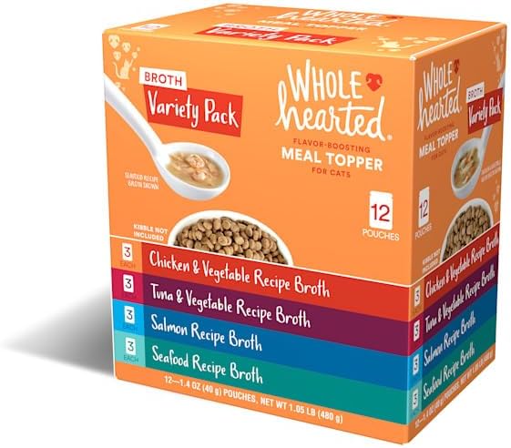 WholeHearted by Petco Flavor-Boosting Wet Cat Meal Topper Broths Variety Pack 1.4 oz. Count of 12