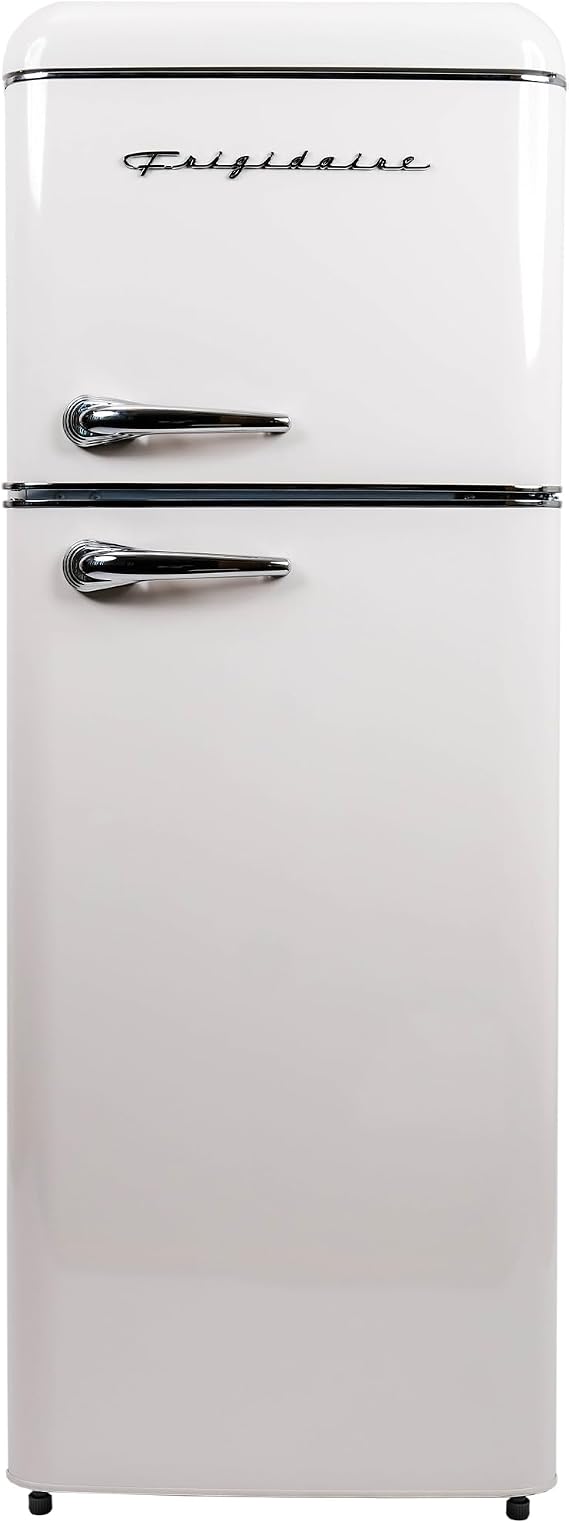 Frigidaire, 2 Door Apartment Size RETRO Refrigerator with Top Freezer, Chrome Handles, 7.5 cu ft