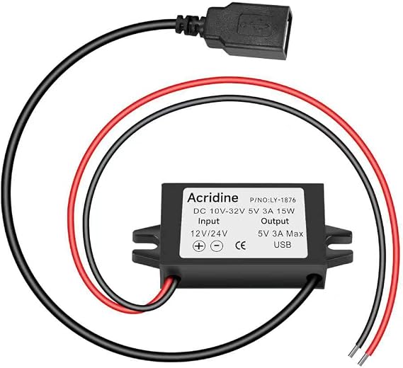 12V 24V DC to 5V 3A USB Female DC Converter Adapter Buck Module