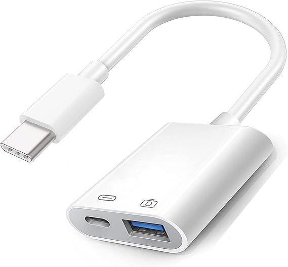 USB-C to USB Adapter with 30W Charging Port for iPhone 15 Pro Max MacBook Pro Air 2023 iMac iPad Mini Pro, Apple MFi Certified OTG Support Camera, Card Reader, USB Flash Drive, MIDI Keyboard (White-2)