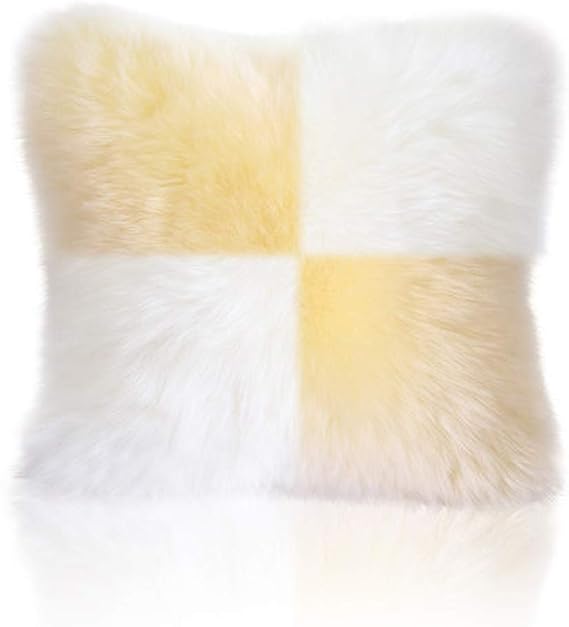 1pcs Single-sided Plush Throw Pillow Case, 2 Color Stylish Atmosphere, Simple Modern Decorative Zipped Pillowcases Throw Pillow Cushion Shams Slips Covers Sofa Couch Bed, White + beige, 16 x 16