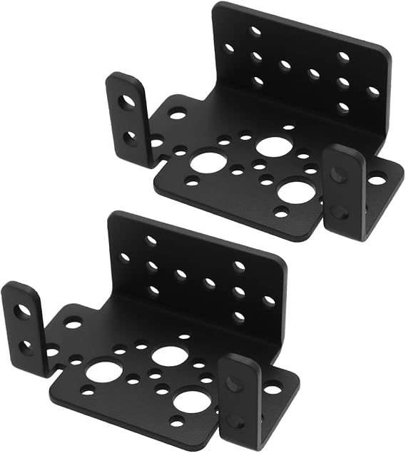 2PCS Aluminum Multifunction Servo Bracket 58x25.1x37mm Applicable to Servo Systems with Size 40x45x20mm for Robot Remote Control Models Black