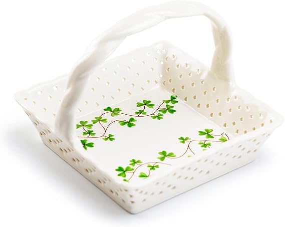 Grace Teaware Shamrock 5" Fine Porcelain Tea Bag Basket