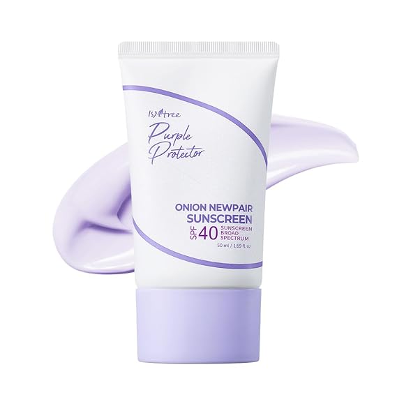 ISNTREE Onion Newpair Sunscreen 50ml, 1.69 fl.oz | SPF 40 | Korean Skincare | Hydrating Sun Protector | Evens Skin Tone | Purple Sunscreen | Broad Spectrum