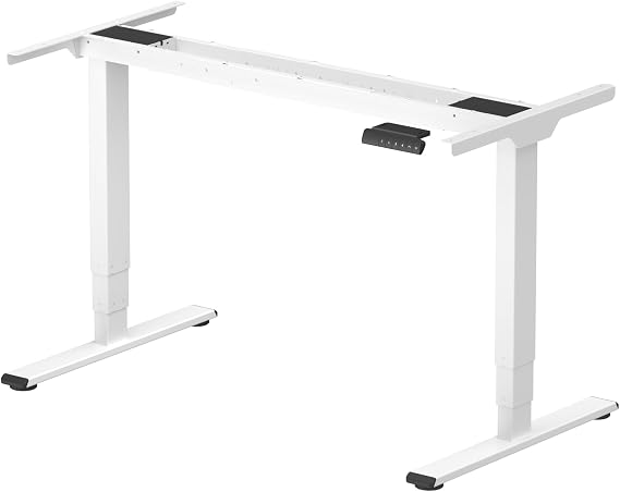 SANODESK Dual Motor 3 Stage Electric Height Adjustable Standing Desk Frame Heavy Duty 220lbs Load Capacity for Home Office (White Frame Only)