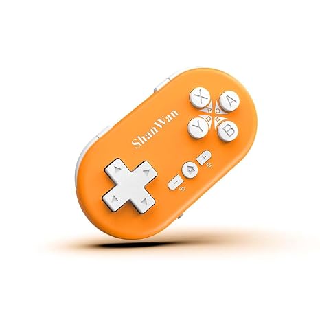 ShanWan Bluetooth-Gamepad Mini-Wireless-Controller für Switch Windows Android iOS und PS 4 (orange Farbe)