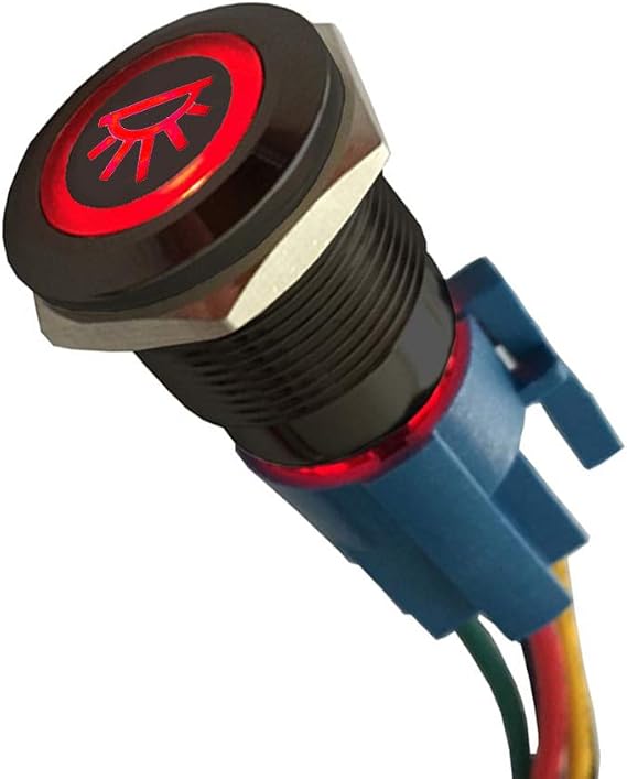 ESUPPORT 12V Car Red LED Light Interior Push Button Metal Toggle Switch