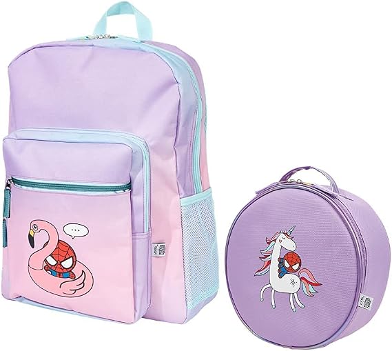 Yoobi x Marvel Backpack & Lunch Bag Set Spider-Man Backpack & Lunch Bag for Kids w/Flamingo Float & Unicorn Designs Insulated Kids School Backpack Set for Girls & Boys