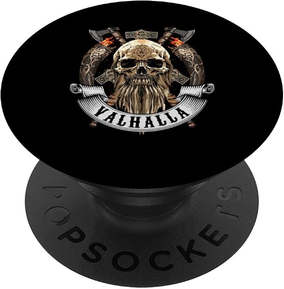 VIKINGS RISE - Skull Beard Thor Hammer Fire Valhalla PopSockets Standard PopGrip