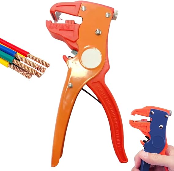 Automatic Wire Stripper and Cutter, 2024 New 2 in 1 Multifunctional Wire Stripper Tool, Self Adjustable Electrical Cable Wire Stripping Tool for Electronic, Automotive Repair (Yellow)