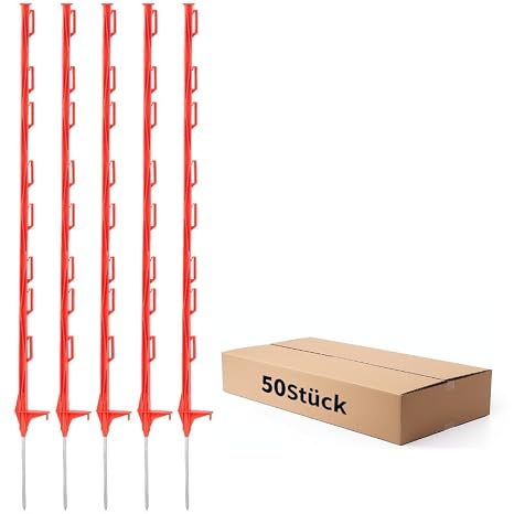50PCS Plastic Step-In Electric Fence Posts with Clips, 4FT/122cm